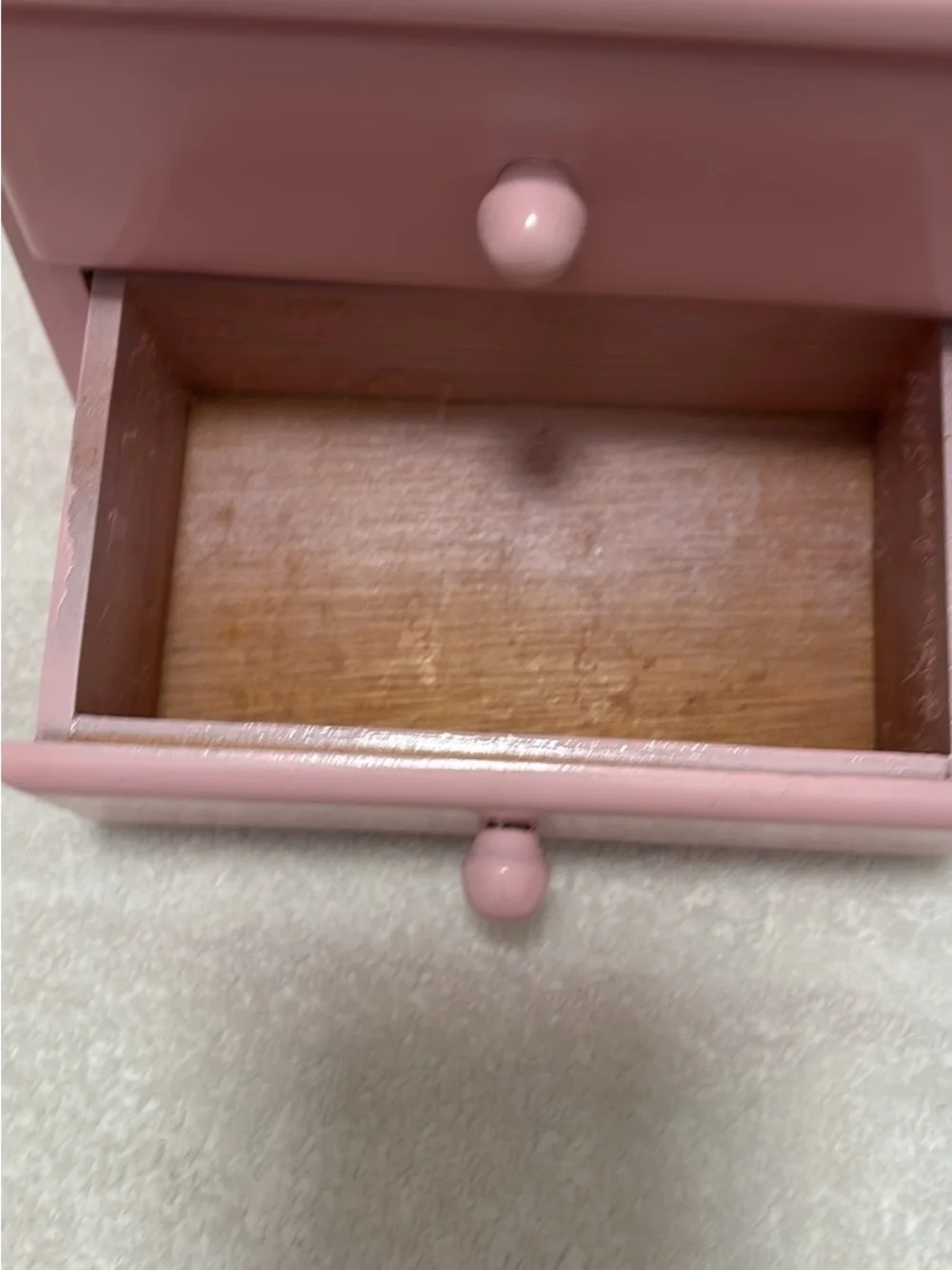 Pink Wooden 2-Drawer Jewelry Chest